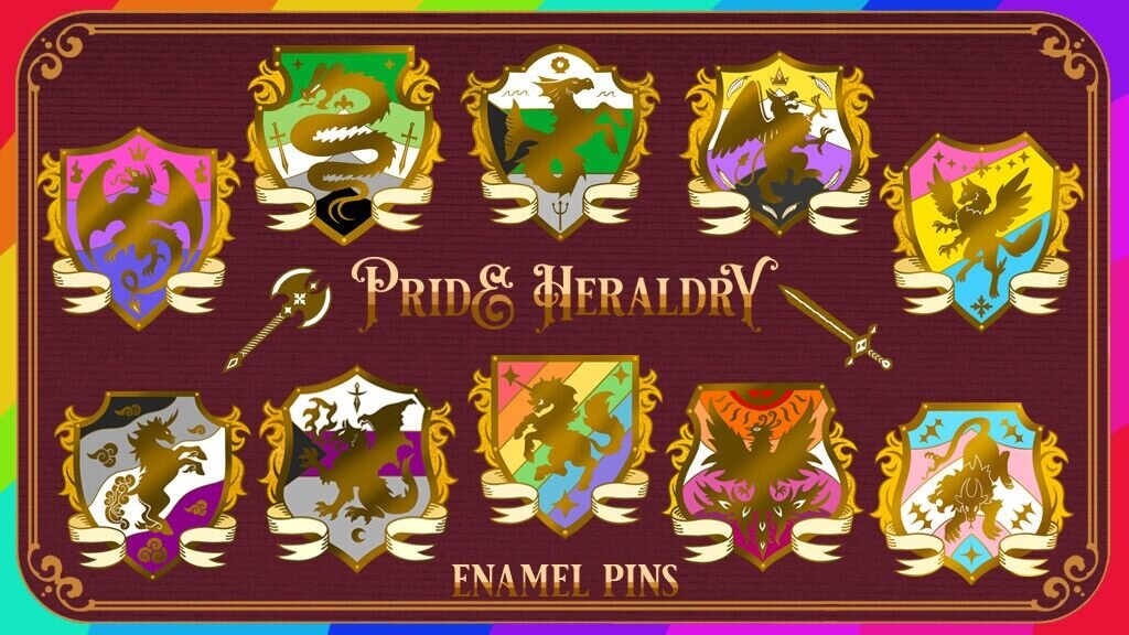 Mythical Pride Flag Heraldry Pins