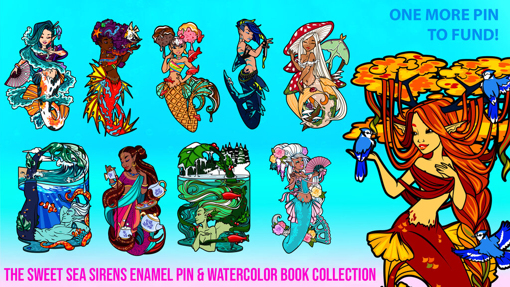 Sweet Sea Sirens: The Watercolor Book and Pins Collection