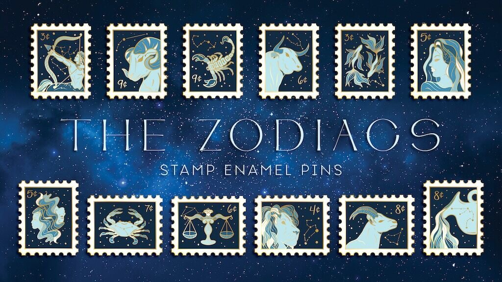 The Zodiacs: Stamp Enamel Pins