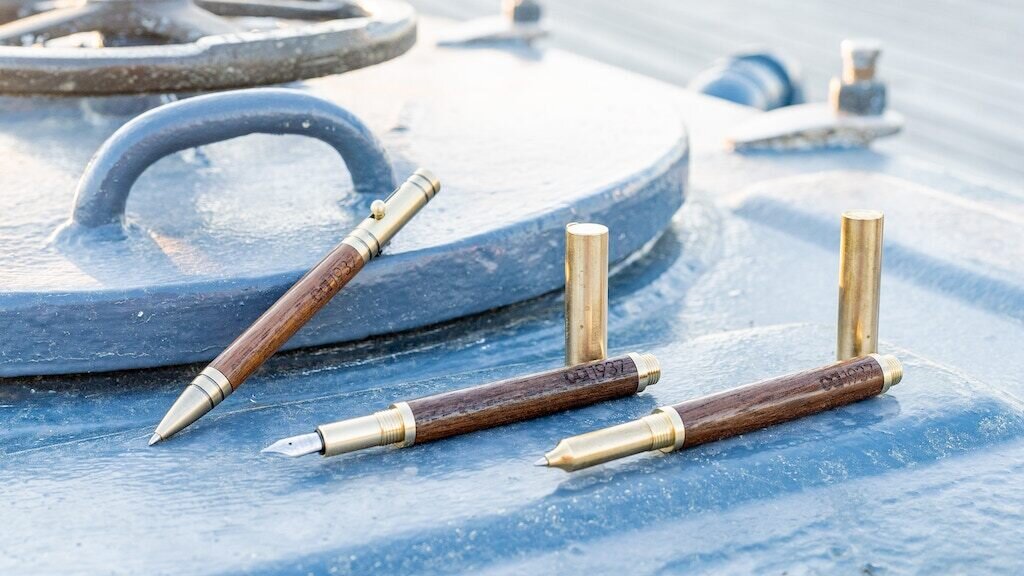 1937: Writing tools crafted from WWII Battleship Decking.