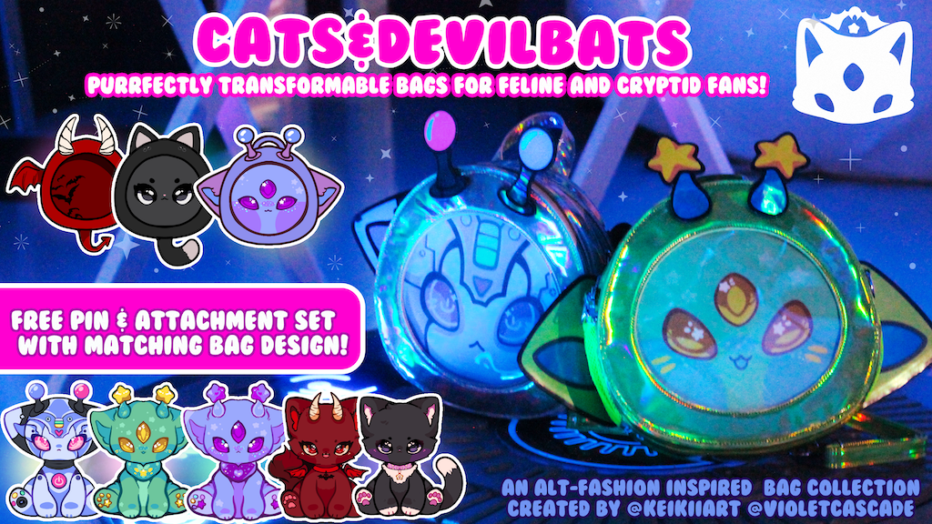 Cats & DevilBats ; Convertible Ita Bags (ft VioletCascade)